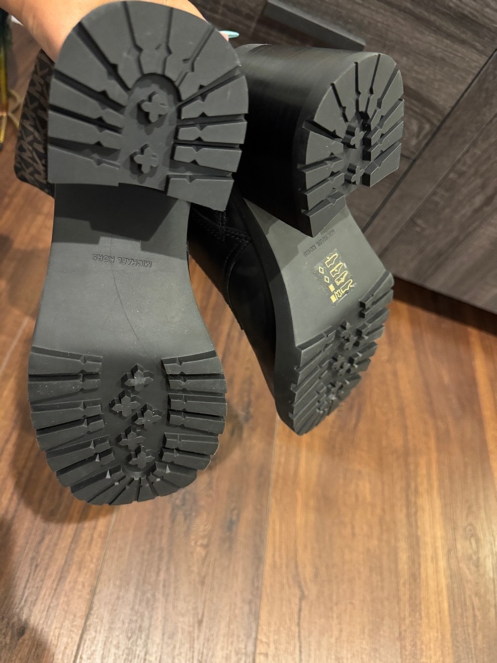 Michael Kors Black NWOT Cade Leather  and Signature Logo Combat Boot. No Box. - Picture 11 of 11